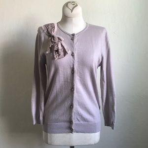 Ann Taylor Loft Petites Asymmetric Side Bow Knit Cardigan Sweater SP